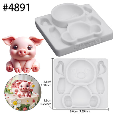 Farm Animal Pig Silicone Mold 3 Inches Tall