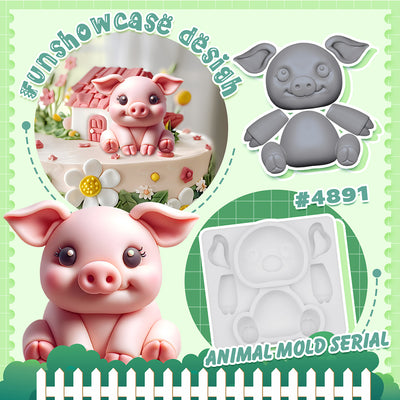 Farm Animal Pig Silicone Mold 3 Inches Tall