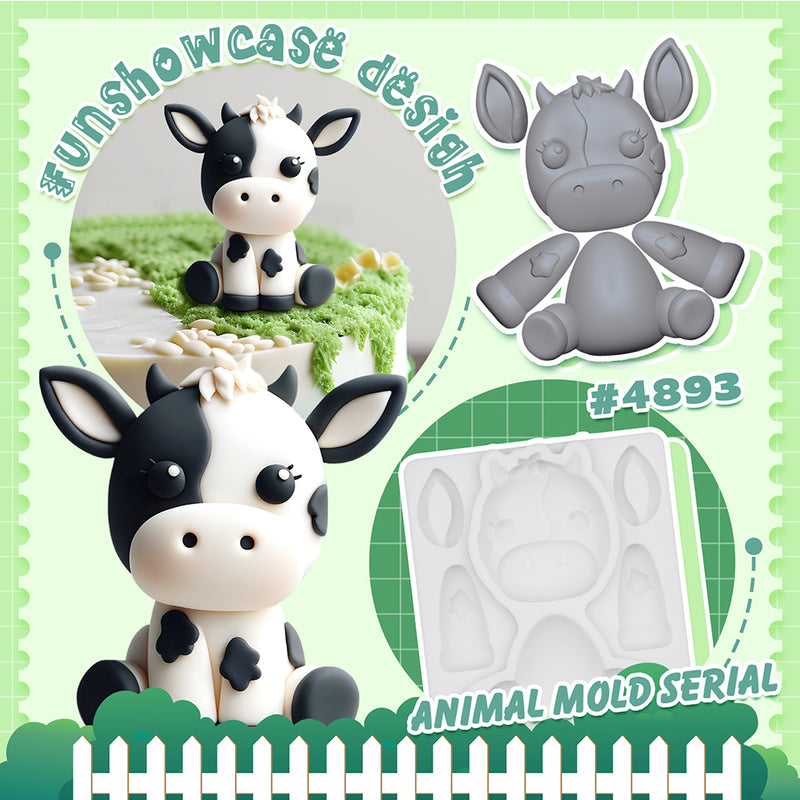 Farm Animal Cow Silicone Mold 3.7 Inches Tall