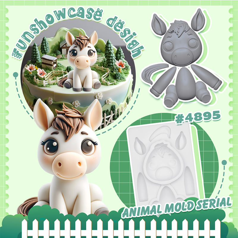 Farm Animal Horse Silicone Mold 4.3 Inches Tall
