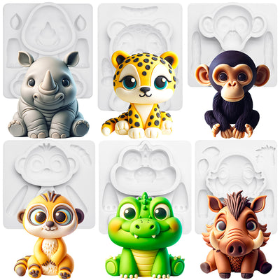 Safari Animals Silicone Molds Set 6-kit