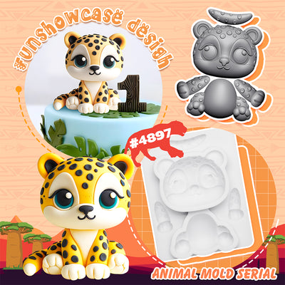 Fondant Mold Leopard Safari Cake Topper 3.2" Tall