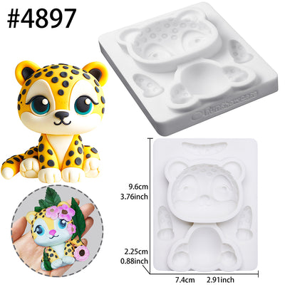 Fondant Mold Leopard Safari Cake Topper 3.2" Tall