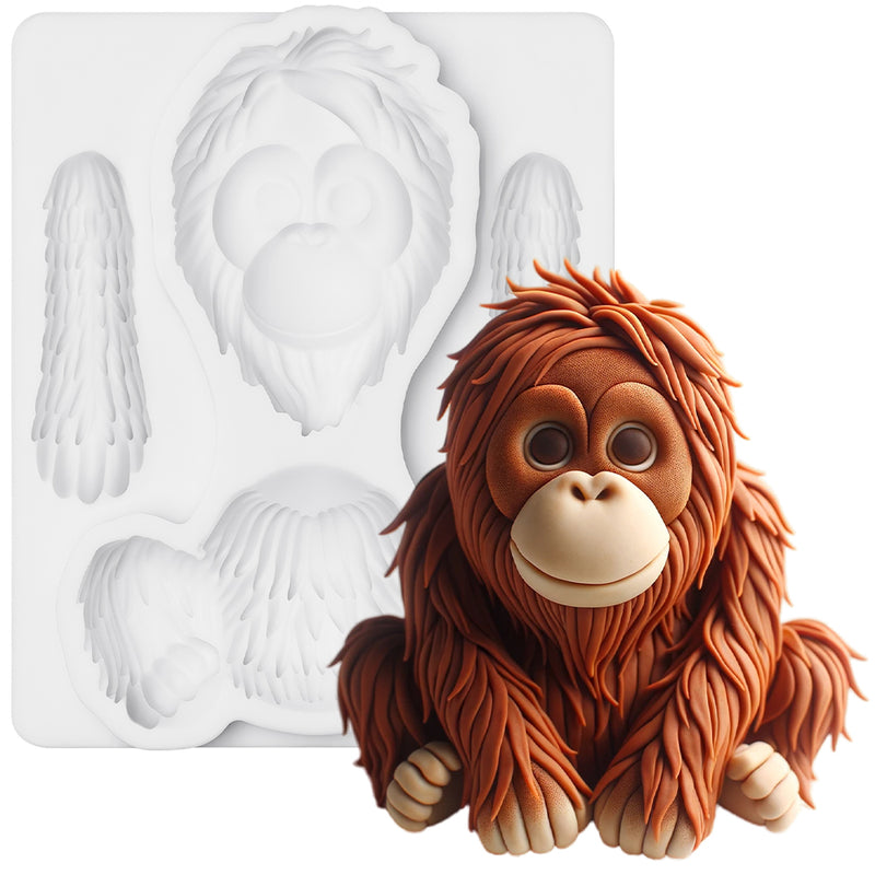 Jungle Animal Orangutan Silicone Mold 4 Inches Tall