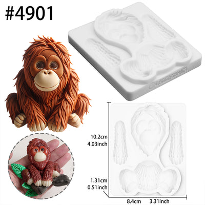 Jungle Animal Orangutan Silicone Mold 4 Inches Tall