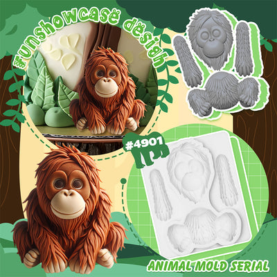 Jungle Animal Orangutan Silicone Mold 4 Inches Tall