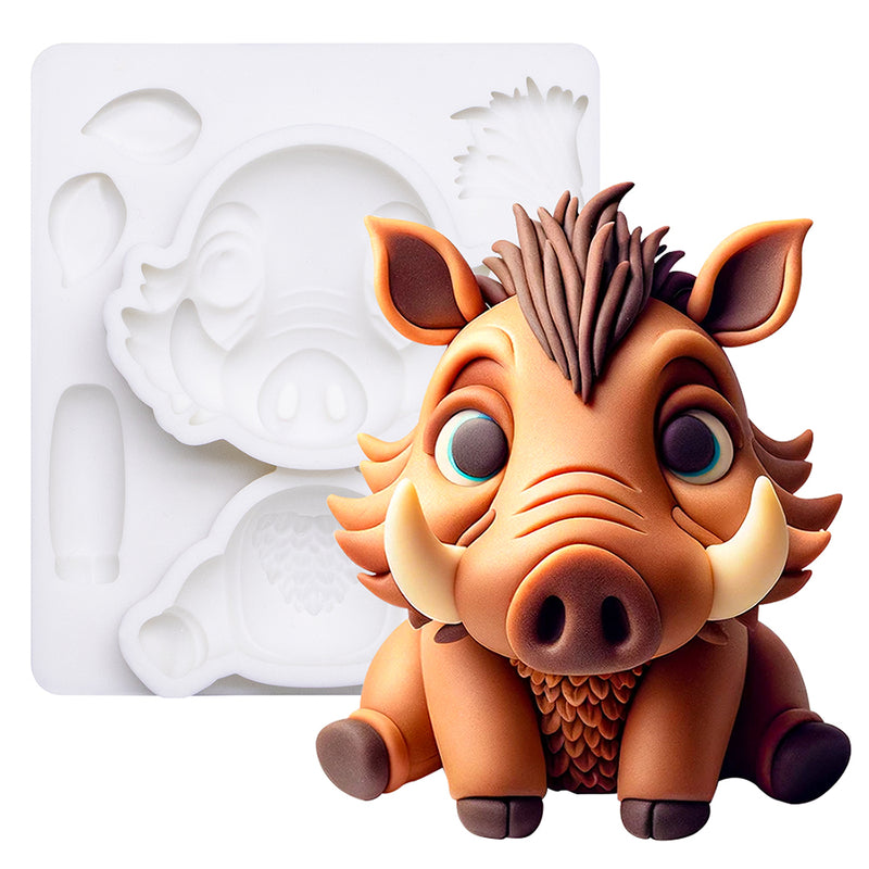 Fondant Mold Warthogs Safari Cake Topper 3.3inches Tall