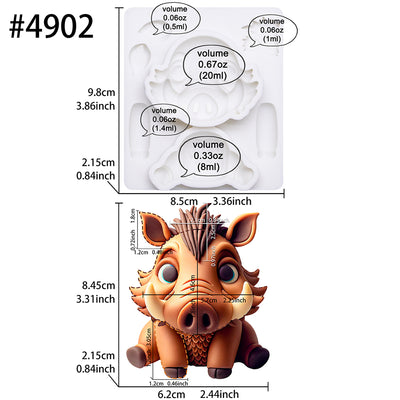 Fondant Mold Warthogs Safari Cake Topper 3.3inches Tall