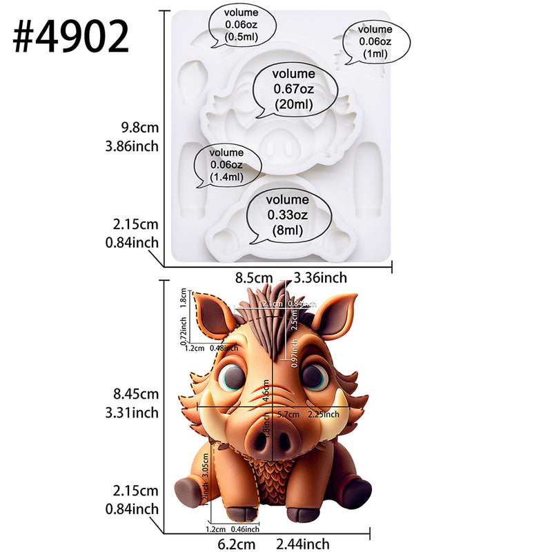 Fondant Mold Warthogs Safari Cake Topper 3.3inches Tall
