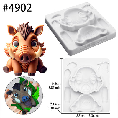 Fondant Mold Warthogs Safari Cake Topper 3.3inches Tall