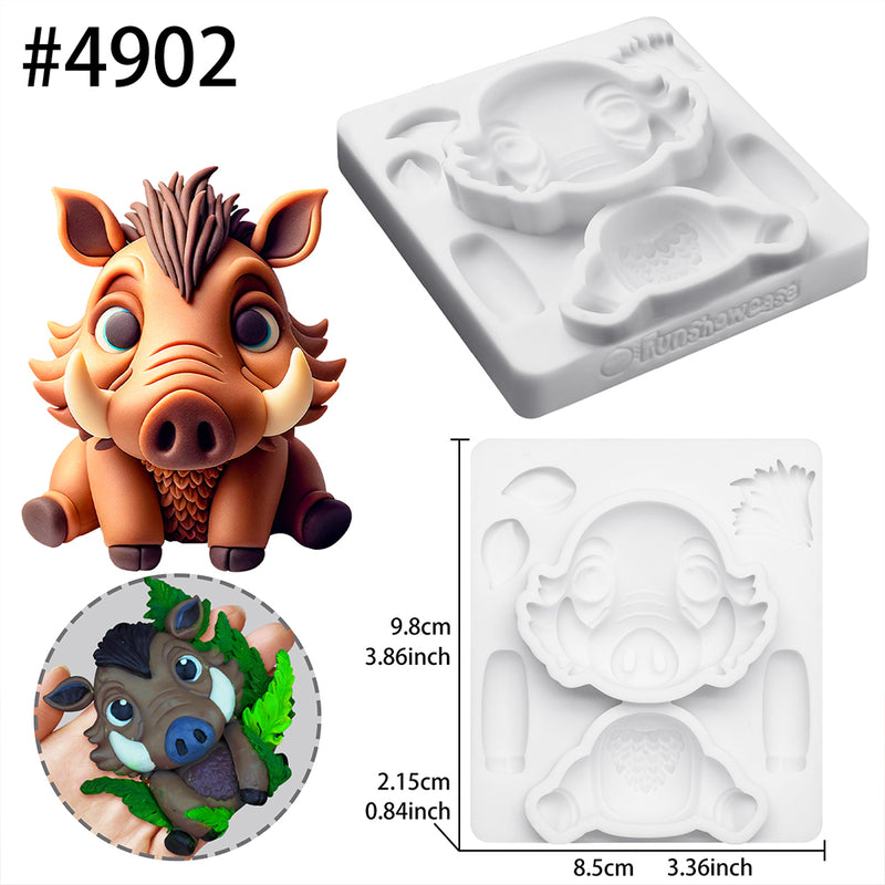 Fondant Mold Warthogs Safari Cake Topper 3.3inches Tall