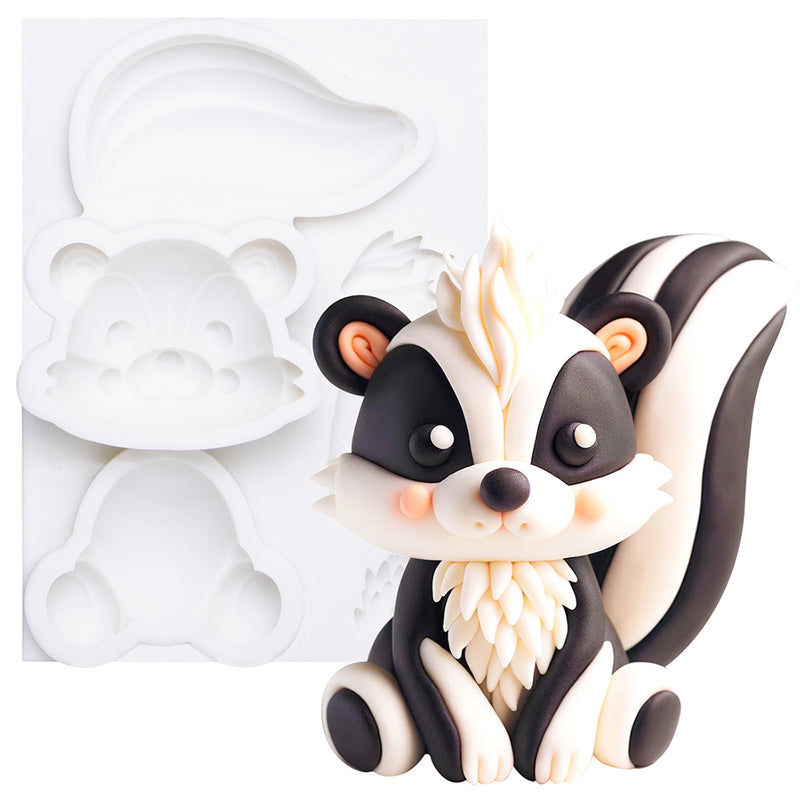 Fondant Mold Skunks Animal Cake Topper 4.7inches Tall