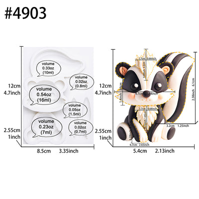 Fondant Mold Skunks Animal Cake Topper 4.7inches Tall