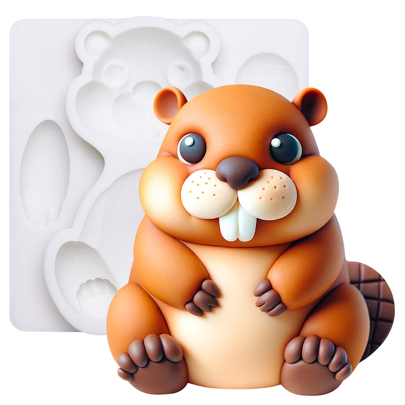 Fondant Mold Beavers  Animal Cake Topper 3.5inches Tall