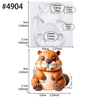 Fondant Mold Beavers  Animal Cake Topper 3.5inches Tall