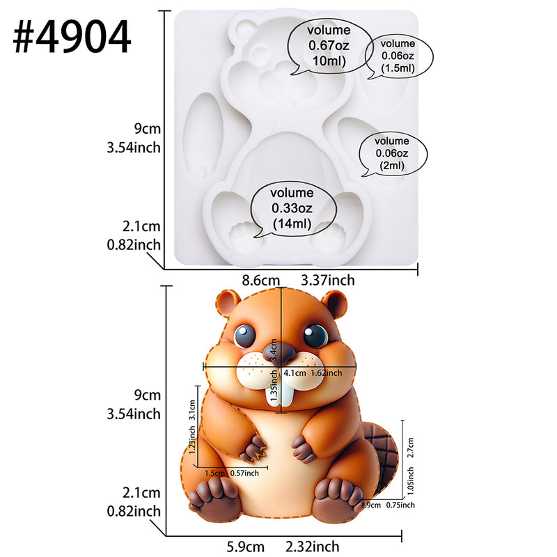 Fondant Mold Beavers  Animal Cake Topper 3.5inches Tall
