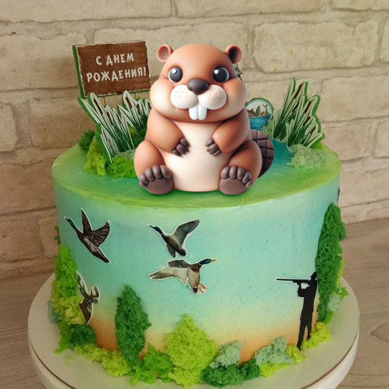 Fondant Mold Beavers  Animal Cake Topper 3.5inches Tall