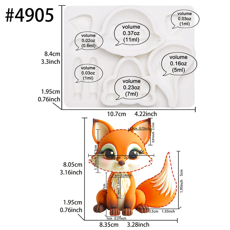 Fondant Molds Fox Animal Cake Topper 3.1inches Tall
