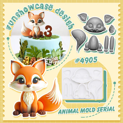 Fondant Molds Fox Animal Cake Topper 3.1inches Tall
