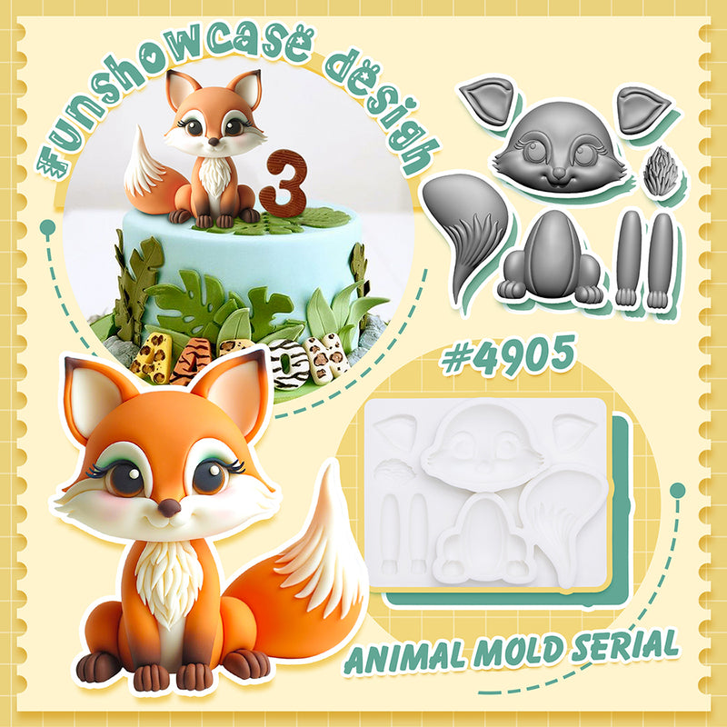 Fondant Molds Fox Animal Cake Topper 3.1inches Tall