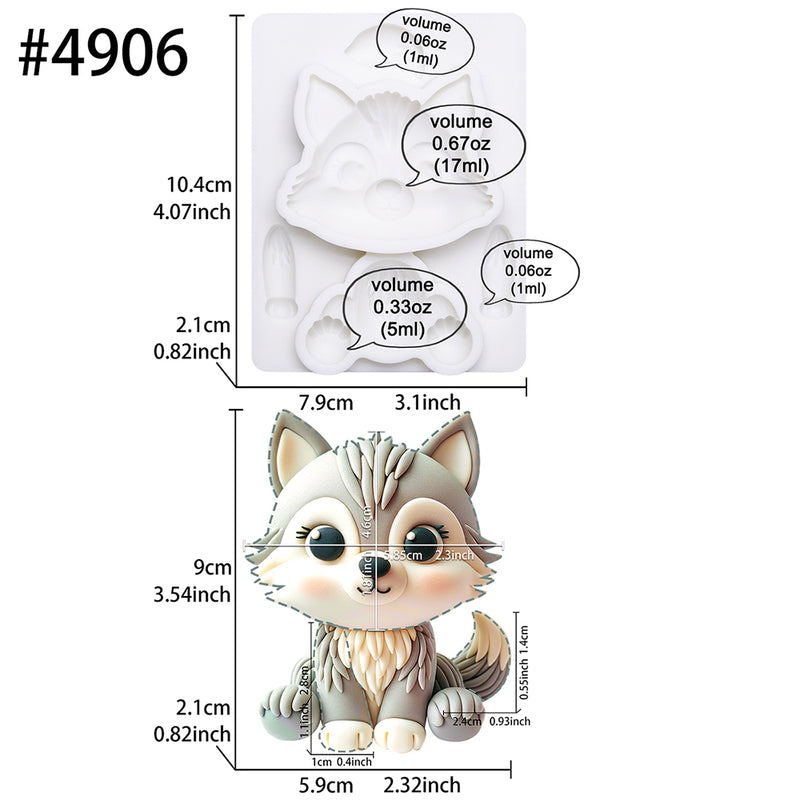 Fondant Mold Wolf Animal Cake Topper 3.5inches Tall