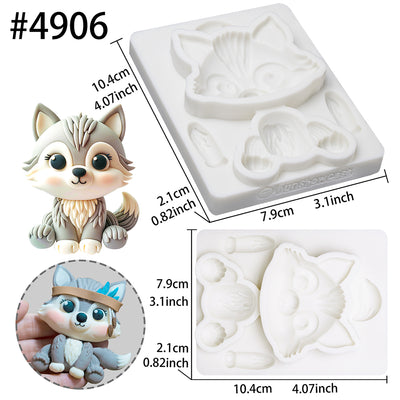 Fondant Mold Wolf Animal Cake Topper 3.5inches Tall