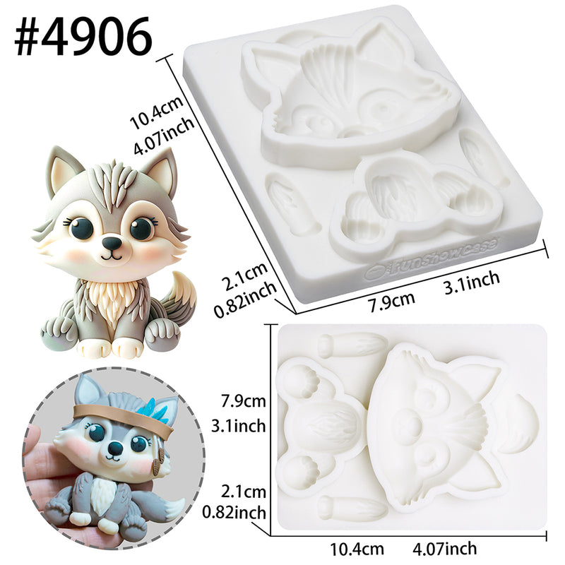 Fondant Mold Wolf Animal Cake Topper 3.5inches Tall