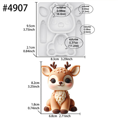 Woodland Animal Deer Silicone Mold 3.3-Inch Tall