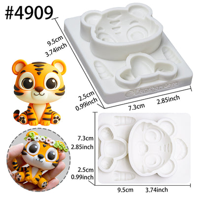 Woodland Animal Tiger Silicone Mold 3.7 Inches Tall