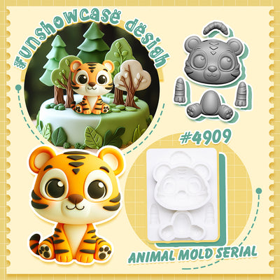 Woodland Animal Tiger Silicone Mold 3.7 Inches Tall