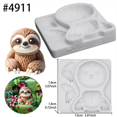 Woodland Animal Sloth Silicone Mold 2.7-Inch Tall