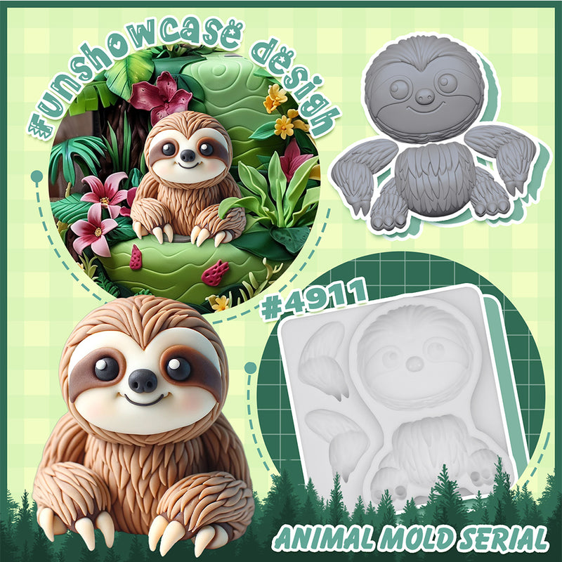 Woodland Animal Sloth Silicone Mold 2.7-Inch Tall