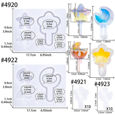 Resin Shaker Molds Lolipop Star and Moon Kits with Matching Films