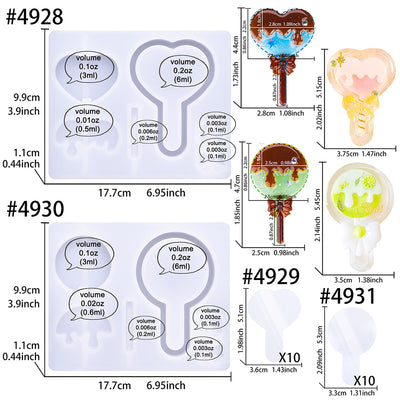 Resin Shaker Molds Round and Heart Shape Lolipop Kits with Matching Films