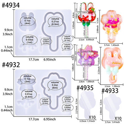Resin Shaker Molds Lolipop Bunny and Cherry Blossoms Kits with Matching Films