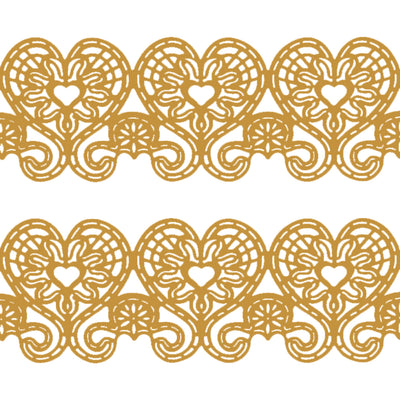 Large Edible Cake Lace Love Heart Golden 14-inch