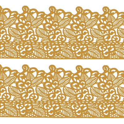 Large Edible Cake Lace Leaf Scroll Golden 14-inch