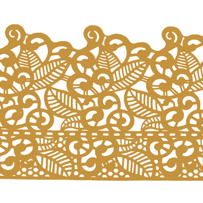 Large Edible Cake Lace Leaf Scroll Golden 14-inch