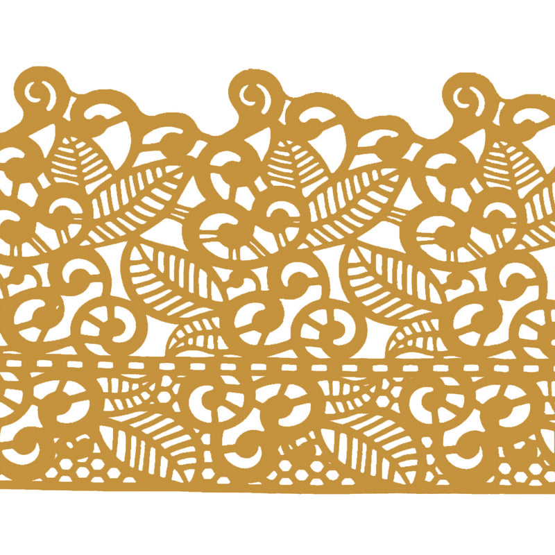 Large Edible Cake Lace Leaf Scroll Golden 14-inch