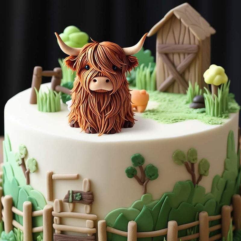 Farm Animal Highland Cow Silicone Mold 3-Inch Tall