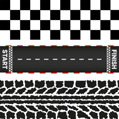Race Car Edible Cake Wrap Topper Decoration, 1 Random Border Style, 4 x 12 inches