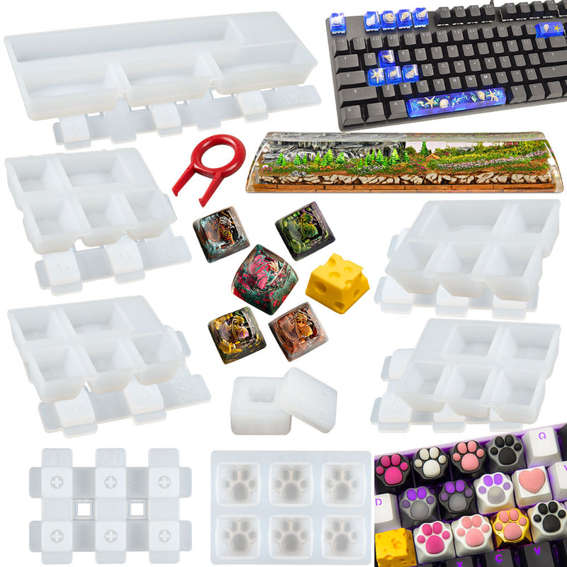 Keyboard Wrist Rest and Keycaps Resin Silicone Molds Set with Key Puller