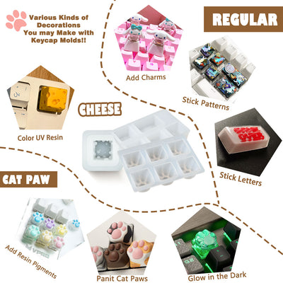 Keyboard Wrist Rest and Keycaps Resin Silicone Molds Set with Key Puller
