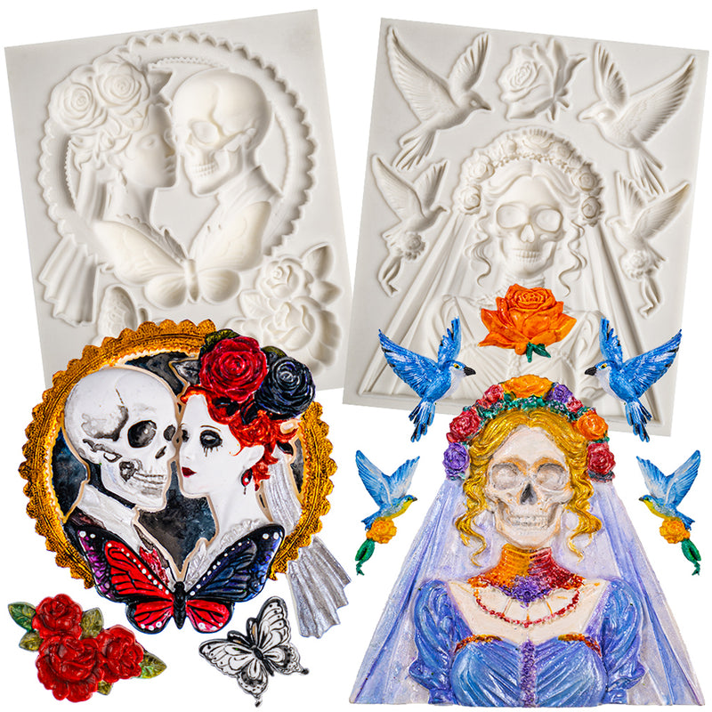 Skeleton Bride and Groom Clay Molds for Crafts