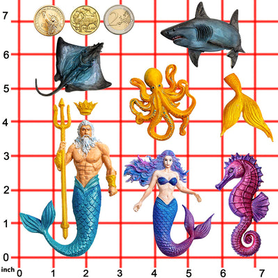 Mermaid and Sea Creatures Clay Molds for Crafts