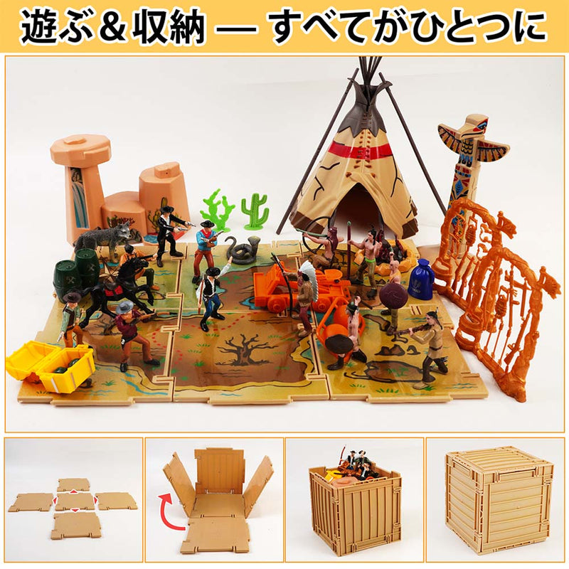 FUNSHOWCASE Wild West Cowboy and Native American Figures Playset 47 3" Figurines in Box