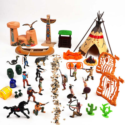 FUNSHOWCASE Wild West Cowboy and Native American Figures Playset 47 3" Figurines in Box