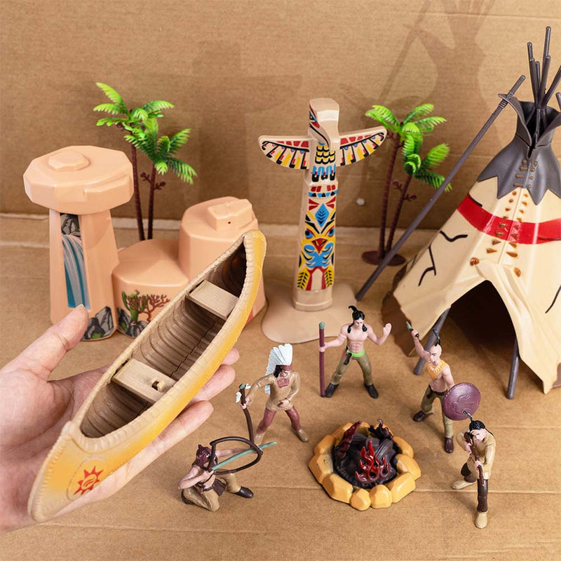 FUNSHOWCASE Wild West Cowboy and Native American Figures Playset 47 3" Figurines in Box