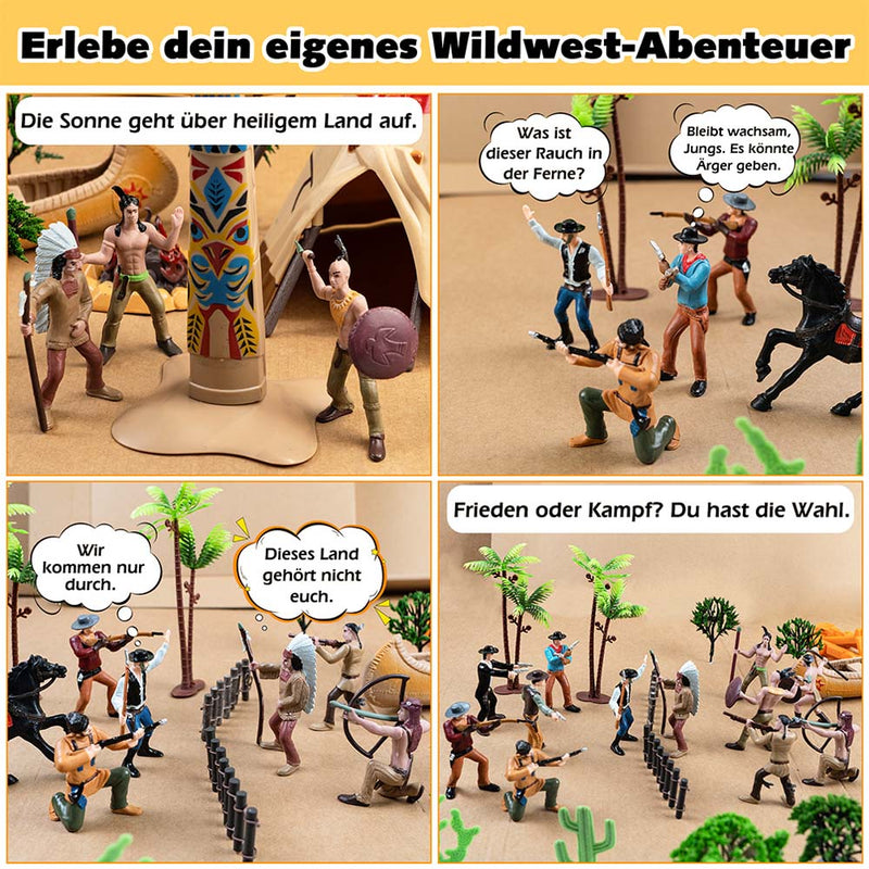 FUNSHOWCASE Wild West Cowboy and Native American Figures Playset 47 3" Figurines in Box