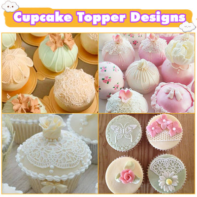 Edible Cake Lace Doilies for Cupcake Topper Decoration Pure White Random Pack of 8